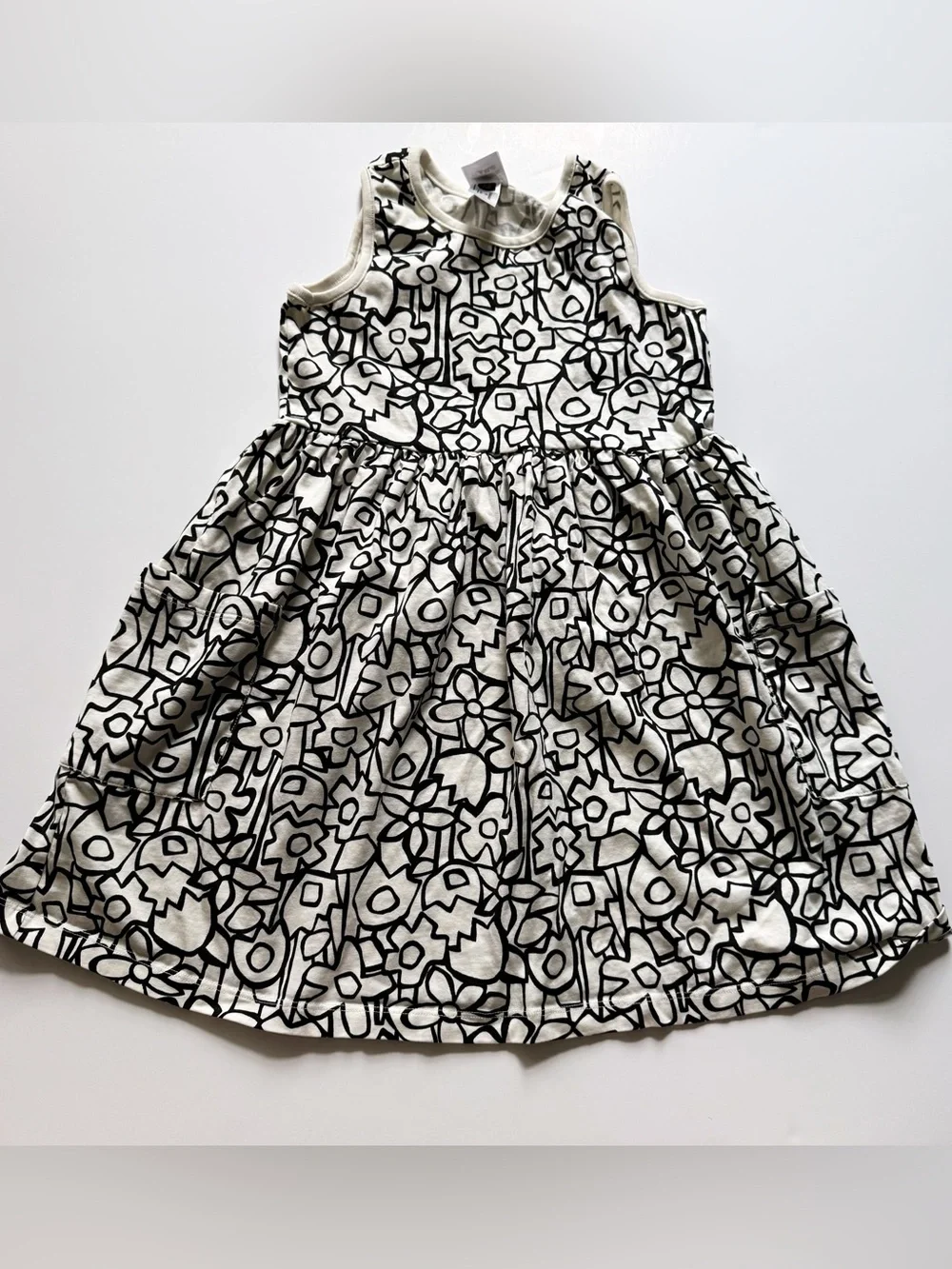 Hanna Andersson Black & White Floral Dress 8 years VGUC